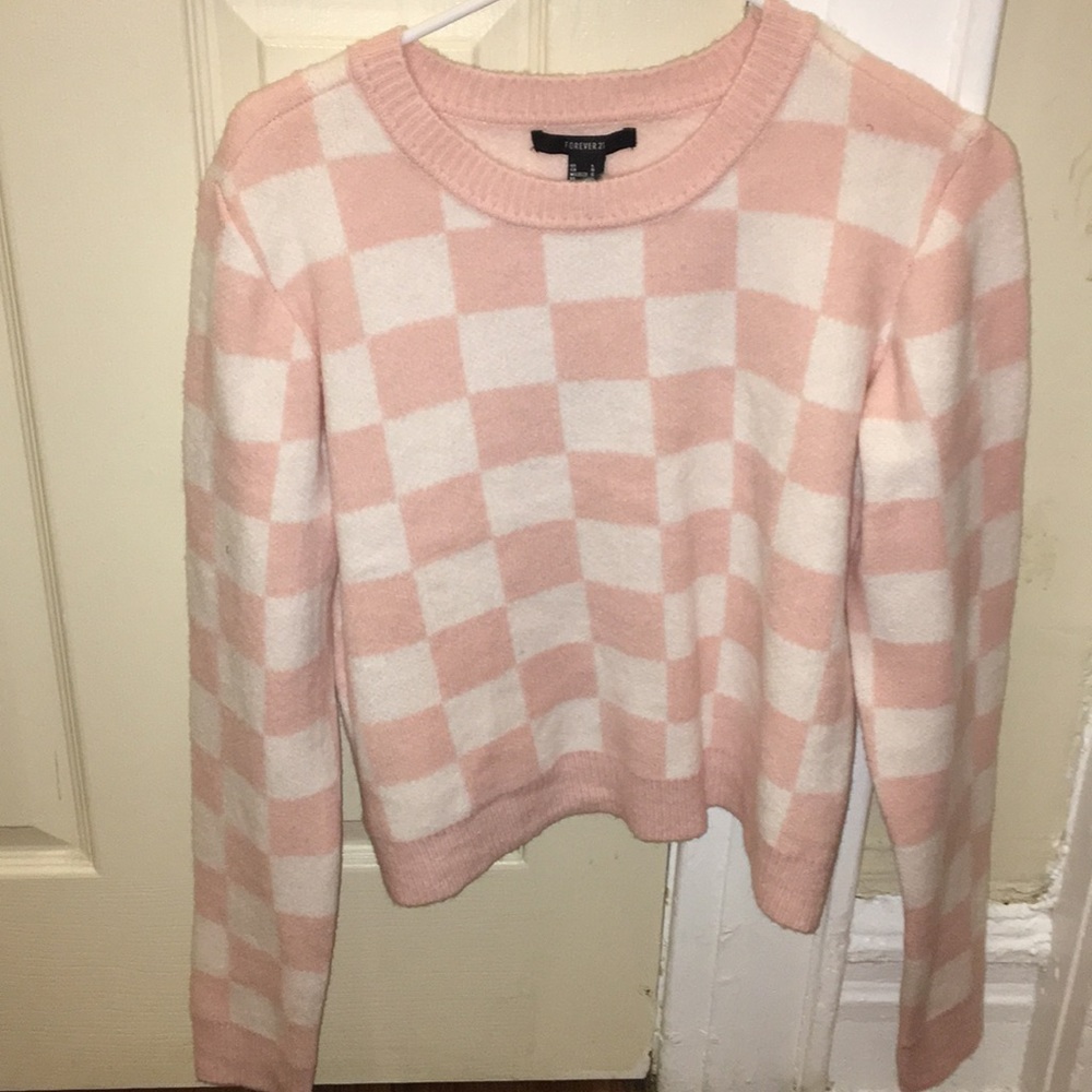 Blush pink checkered sweater